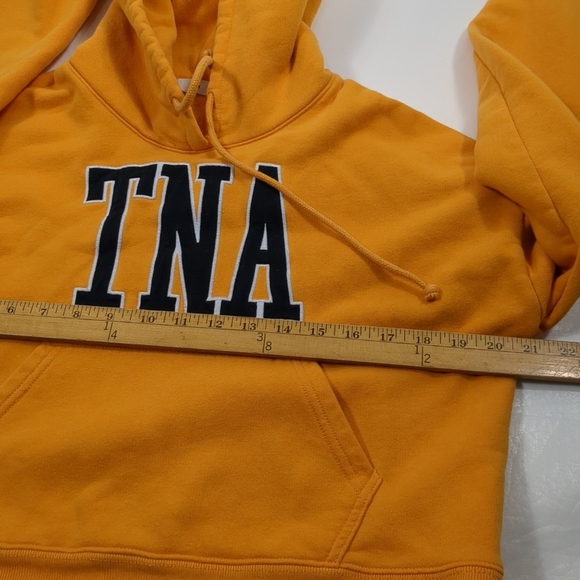 TNA Cropped Hoodie Orange Spellout Women Size XS Cozy Fleece - Picture 4 of 4